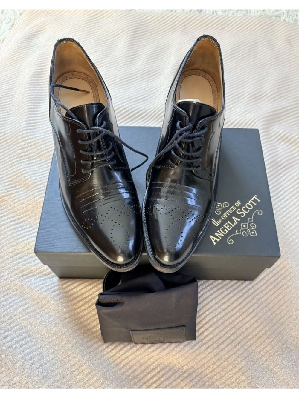 Angela Scott Black Patent Lace-Up Women's Dress Shoes